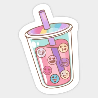 Emoji Drink. Tea Bubbles Sticker